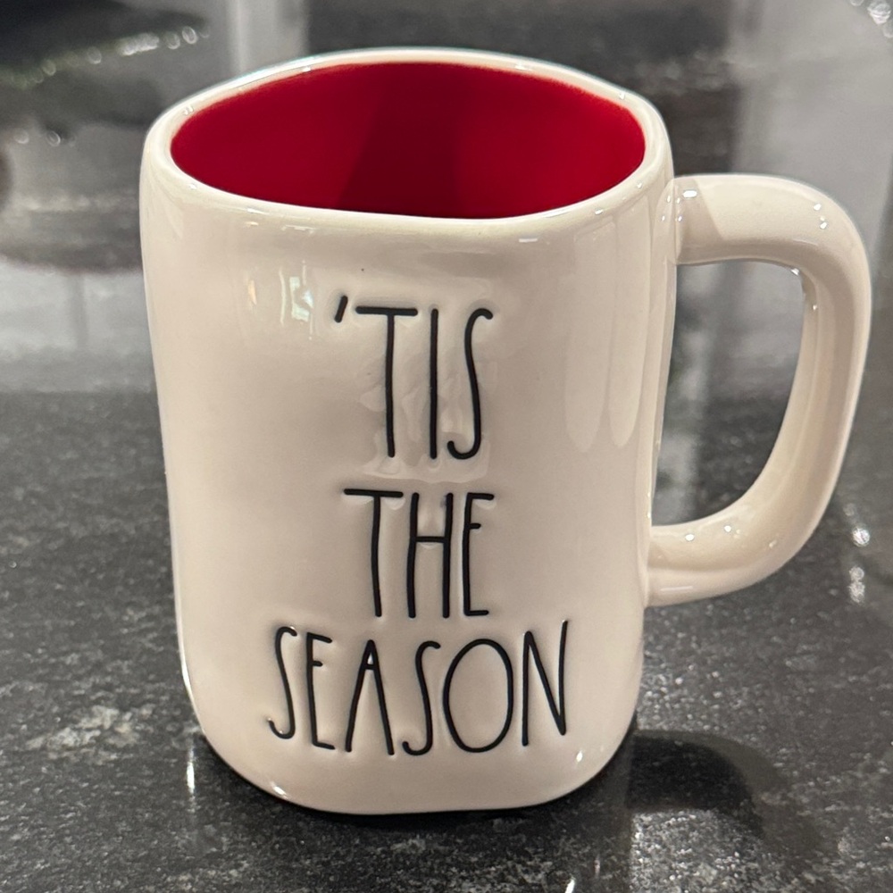 Rae Dunn 'Tis The Season White and Red Mug